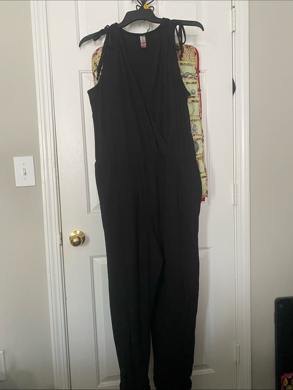 No Boundaries Black Sleeveless Tie-Shoulder Jumpsuit